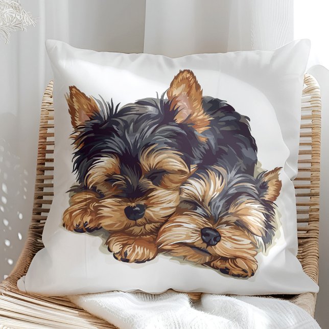 Coussin Quoi de mieux qu'un yorkie ? Deux yorkies ! (Créateur téléchargé)