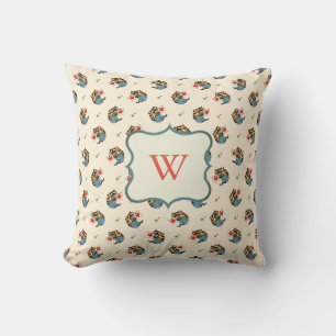 Coussin Raccoon rétro Valentine avec une lettre d'amour