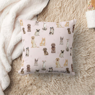 Coussin Race de chien chiot aquarelle chiens