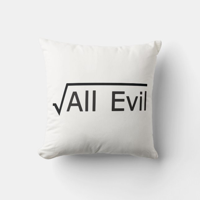 Coussin Racine de tout le mal - humour de maths/geek de (Recto)