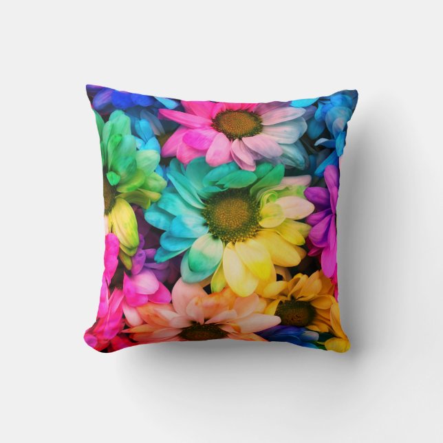 Coussin Rainbow Daisy Imprimer Jeu d'oreiller (Recto)