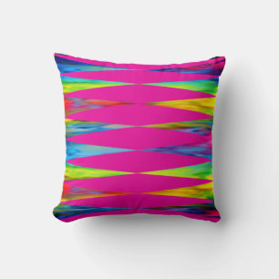 Coussin [Rainbow Fiesta] Arlequin Géométrique Rose Chaud