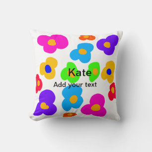 Coussin Rainbow flower pride amour ajouter nom texte lqbtq