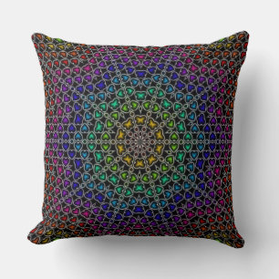 Coussin Rainbow Kaleidoscope Coeurs Motif Jeu d'oreiller