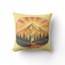 Rainbow Mountain Peak | Retro Mountains Sunrise 