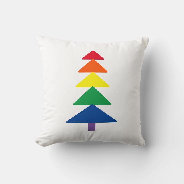 Coussin Rainbow Pride moderne Arbre de Noël Jeter l'oreill (Recto)