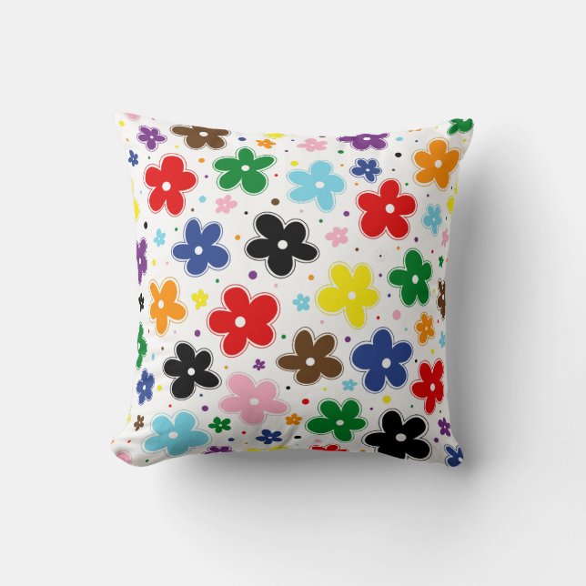 Coussin Rainbow Progress Fide Fleurs Drapeau Doodle Quasar (Recto)
