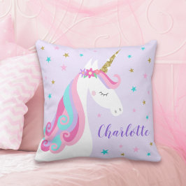 Coussin Rainbow Unicorn Parties scintillant magique violet