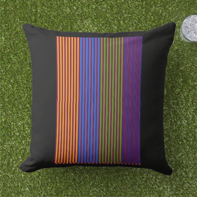 Coussin Rainbow Vertical Strips + Trim Decorative Black (Herbe)