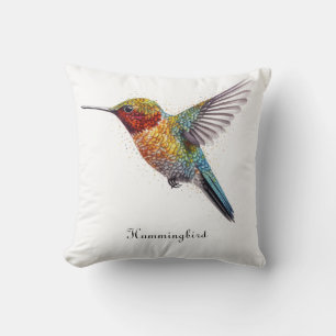 Coussin Rainbow Wings : Art vibrant de colibri