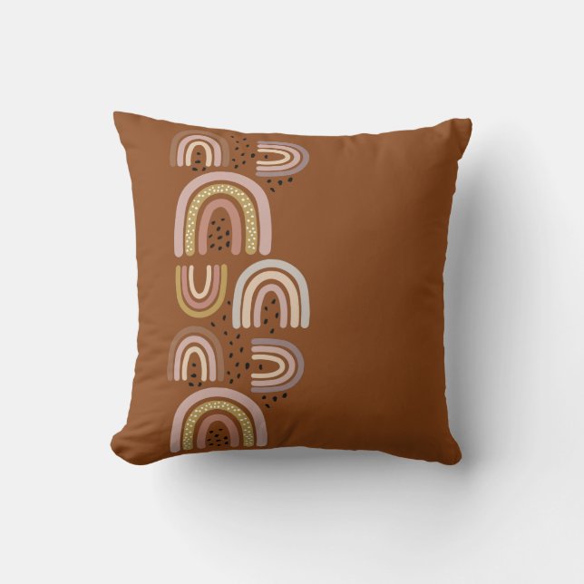 Coussin Rainbows Neutral Couleurs Brown main dessiné tenda (Recto)