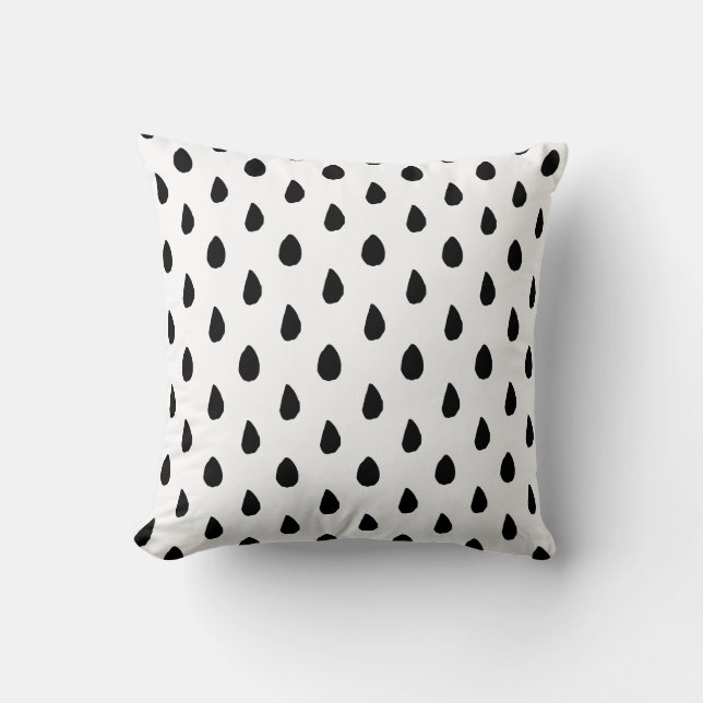 Coussin Raindrops Motif noir et blanc (Recto)