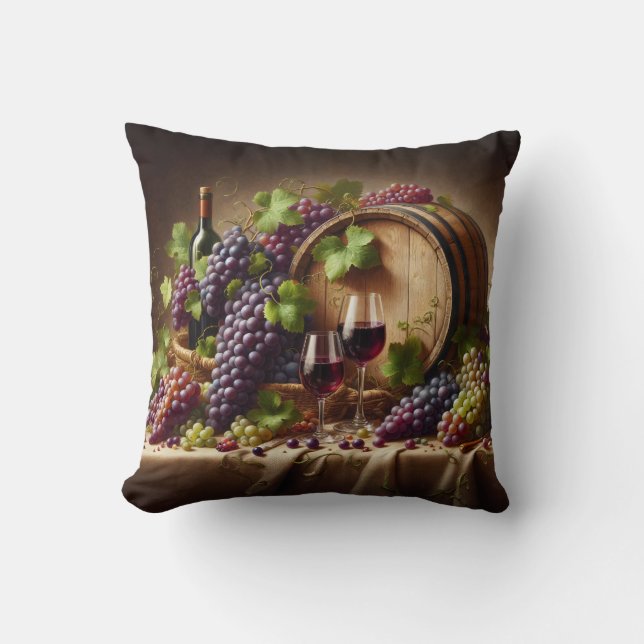 Coussin Raisins et vin vie morte (Recto)
