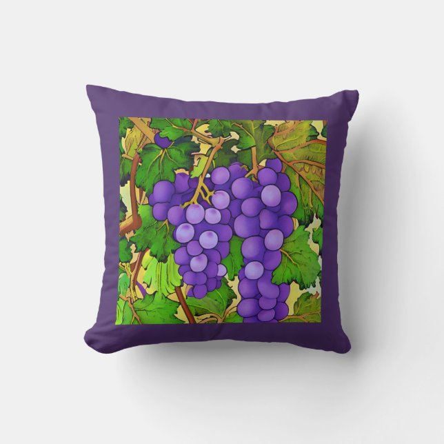 Coussin Raisins pourpres sur un Grapevine (Recto)
