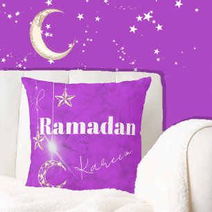 Coussin Ramadan Kareem Élégante Lune violette Étoiles
