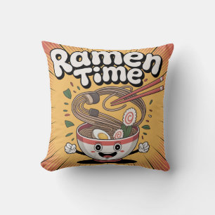 Coussin Ramen Time - Joli bol de dessin animé Ramen Bowl