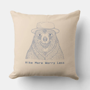 Coussin Randonnée plus Inquiète moins / Ours souriant