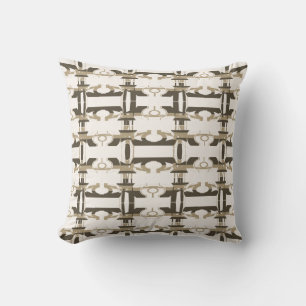 Coussin Rangs brun taupe sur design perpendiculaire blanc 