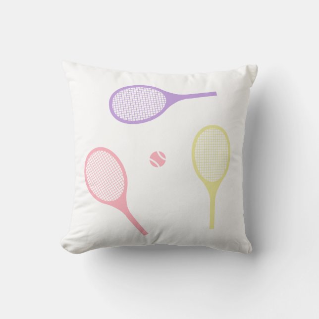 Coussin Raquettes de tennis Pastel avec balle de tennis (Recto)