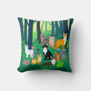 Coussin Rassemblement de chats dans une clairière de forêt