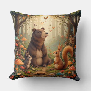 Coussin Rassemblement forestier de jolis animaux