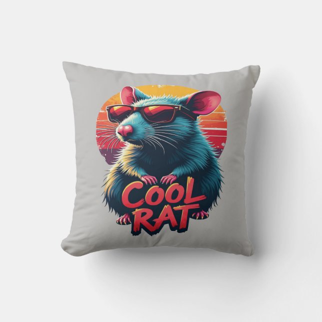 Coussin Rat cool avec lunettes de soleil Retro Sunset Desi (Recto)