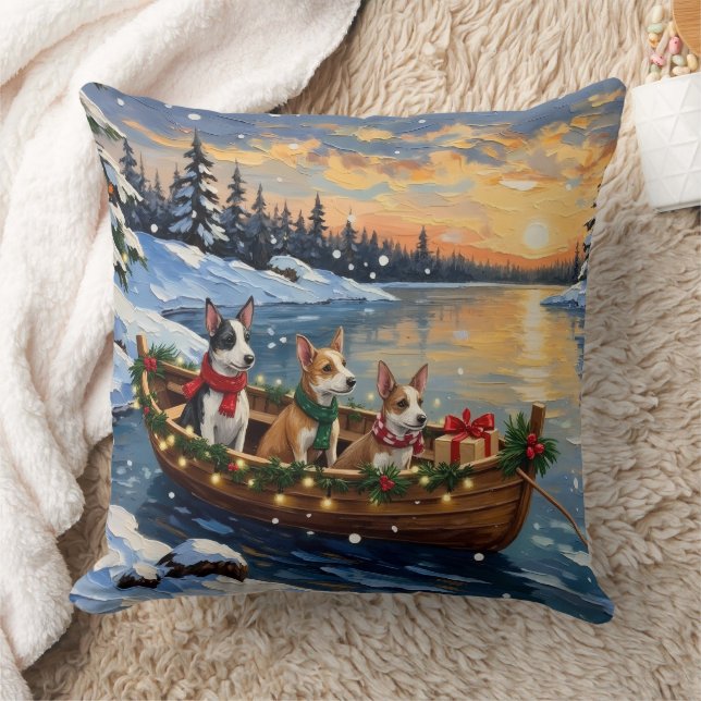 Coussin Rat Terrier Christmas Boat Holiday (Couverture)