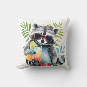 Coussin Raton laveur d'été en lunettes de soleil