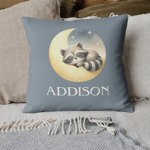 Coussin Raton laveur sur la Lune ! Nom personnalisé Nurser