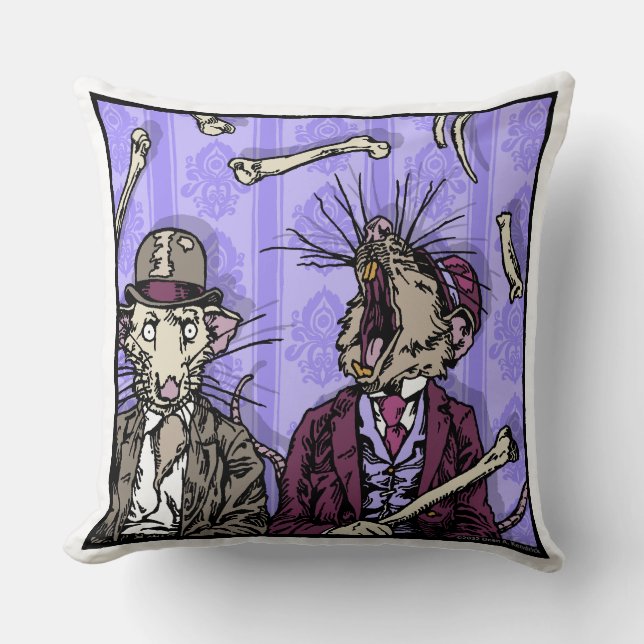 Coussin Rats et os - Pop Goth Nightmare Surreal Carré (Recto)