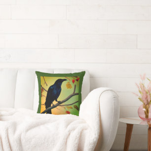 Coussin Raven Amusant Sur Branche Jetée Pillo