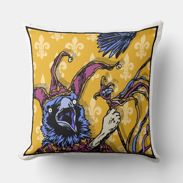 Coussin Raven Mad - Pop Goth Nightmare Surreal Art Carré (Recto)