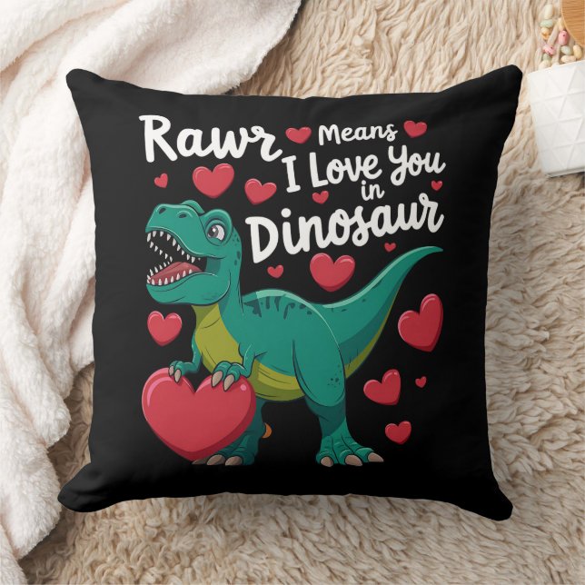 Coussin Rawr Signifie Que Je T'Aime Dans Dinosaur T Rex Va (Couverture)