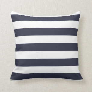 Coussin rayé audacieux de bleu marine