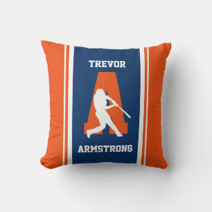 Coussin Rayé Baseball Navy et Orange
