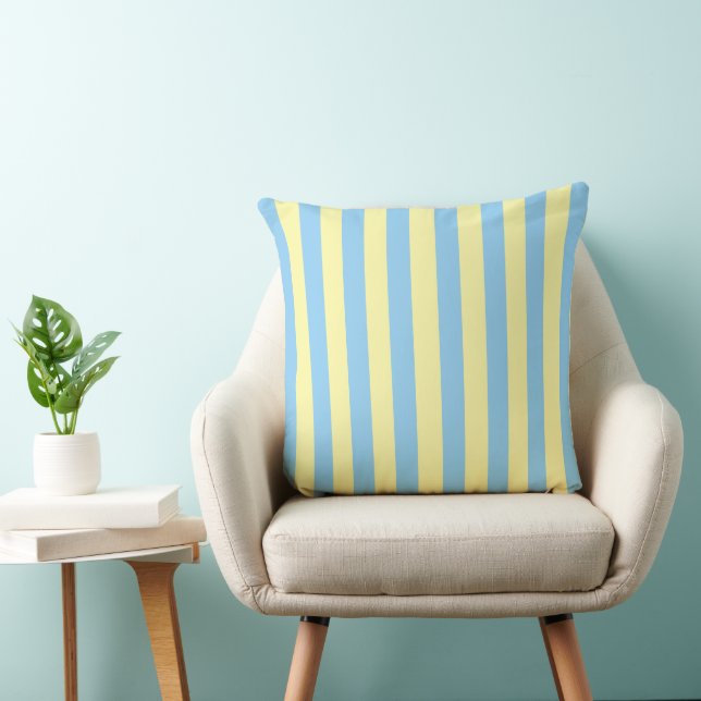 Coussin Rayé bleu clair et jaune  (Chaise)
