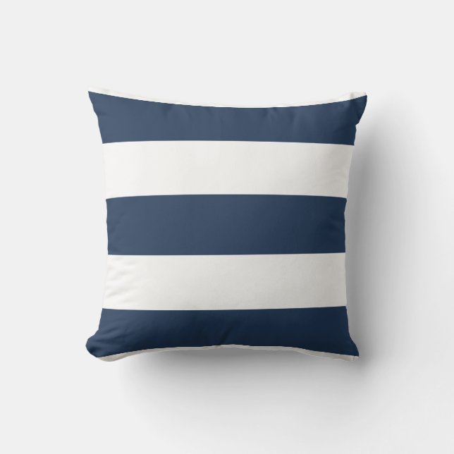 Coussin rayé de bleu marine et blanc nautique (Recto)