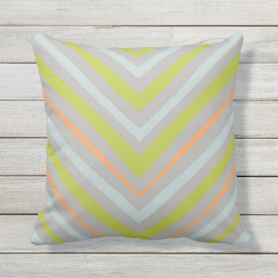 coussin rayé de Chevron bleu orange