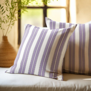 Coussin Rayé de lavande et blanc