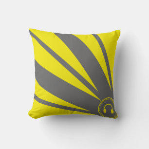 Coussin rayé jaune et gris