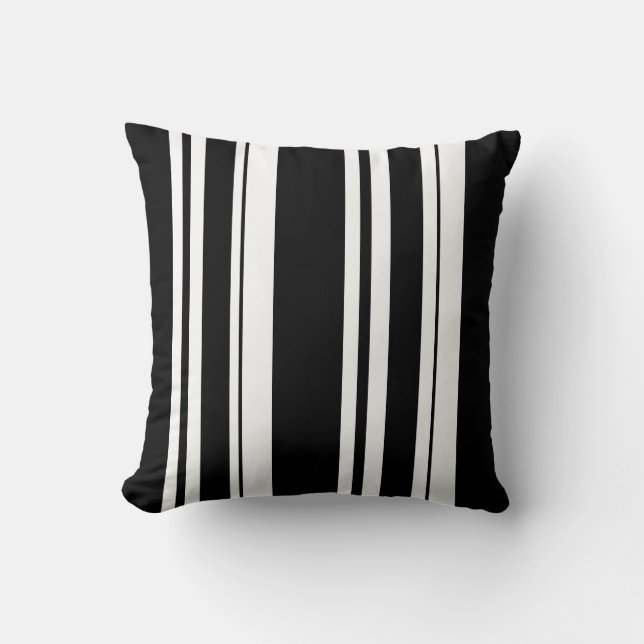 coussin rayé noir et blanc inégal (Recto)