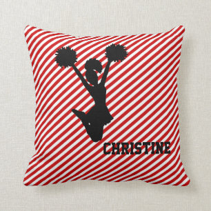 Coussin rayé rouge de pom-pom girl