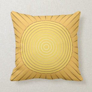 Coussin Rayon de soleil géométrique moderne - or/jaune d