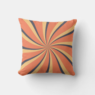 Coussin Rayons de soleil de style orange et bleu foncé