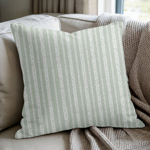 Coussin Rayure botanique sauge