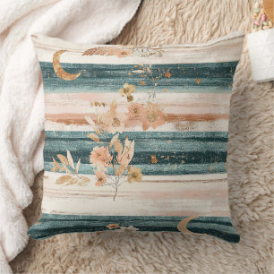 Coussin Rayure céleste Boho en sarcelle pour les esprits l
