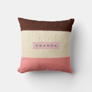 Coussin Rayure de glace napolitaine personnalisée