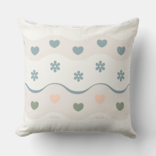 Coussin Rayure de Prairie Rétro Cœur