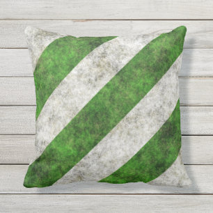 Coussin Rayure diagonale verte et blanche