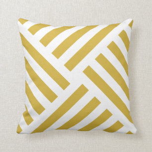 Coussin Rayure géométrique de soleil en jaune de moutard